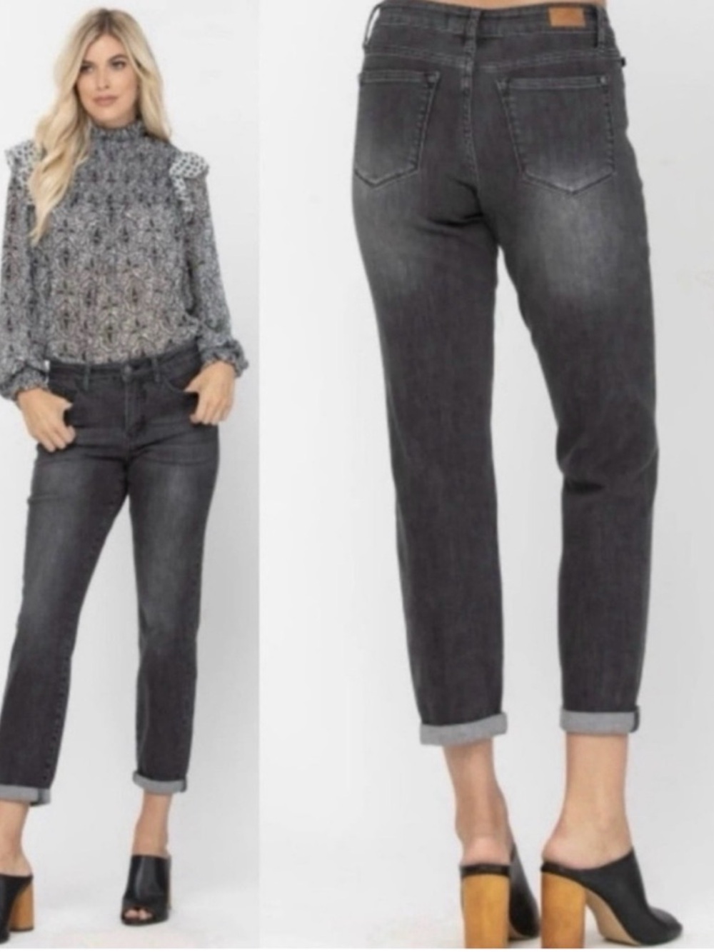 Judy Blue Womens Mid-Rise Black Wash  Boyfriend Fit Jeans Size 9/29  JB88130
